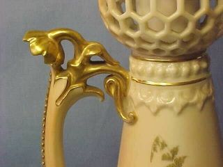 Royal Worcester Reticulated Double Walled Blush Ivory Urn By Owen C.  1887 8