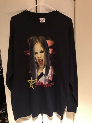 Vintage 2000s Avril Lavigne Concert Shirt Long Sleeve L Large Tour 2002