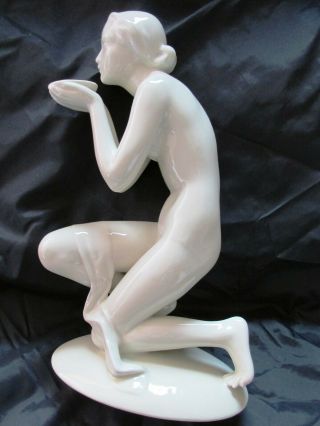 Czech Art Deco Porcelain Figurine Nude Pirkenhammer Czechoslovakia 1918 - 1938