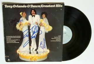 Tony Orlando And Dawn Real Hand Signed Greatest Hits Vinyl By 3