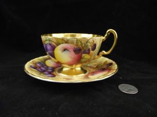 Aynsley Orchard Fruit Signed Cabinet Tea Cup And Saucer Brunt 2
