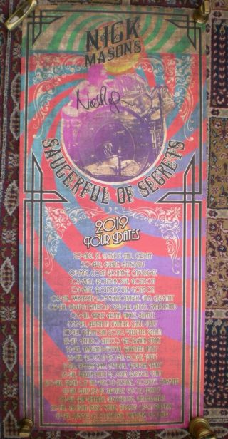 Nick Mason Hand Signed 2019 Tour Poster Saucerfull Of Secrets Pink Floyd