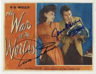 Anne Robinson & Gene Barry - " War Of The Worlds " - Photograph Signed By Both