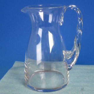 Signed Lalique French Art Glass Frejus Pattern Crystal Glass Water Pitcher
