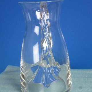 Signed Lalique French Art Glass Frejus Pattern Crystal Glass Water Pitcher 2