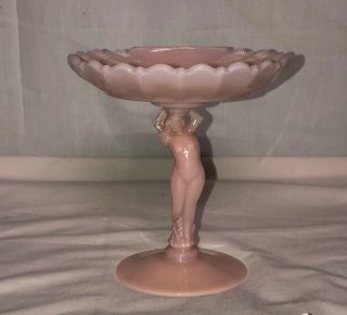 Cambridge Crown Tuscan Pink 5 1/2 " Nude Statuesque Shell Compote