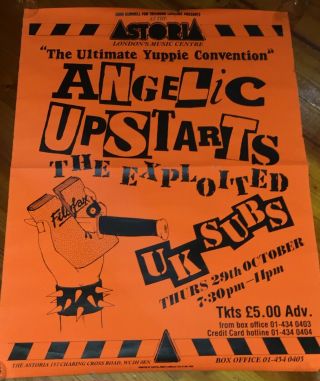 Angelic Upstarts,  The Exploited,  Uk Subs.  Rare Uk Punk Kbd Tour Poster