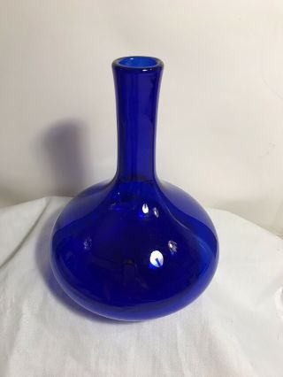 Vintage Blenko MCM Decanter Two Shade of Blue Genie Bottle 13 3/4 