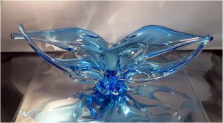 LARGE VINTAGE MID CENTURY MURANO ART GLASS AQUA BLUE 17 