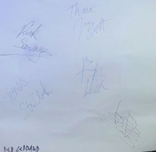 Def Leppard Fulloriginlband Autographed/hand - Signed Page;steve,  Joe,  Pete,  Rick,  Sav