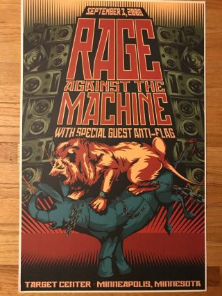 Very Rare Rage Against The Machine Poster 2008 Target Center Minneapolis