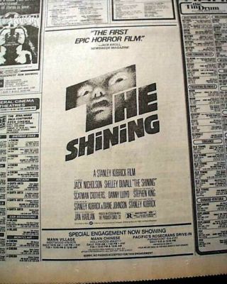 Best The Shining Horror Film Movie Opening Week Ad 1980 Los Angeles Newspaper
