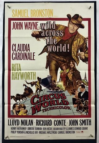 Circus World Movie Poster (fine) One Sheet 1965 John Wayne Cowboy 4035
