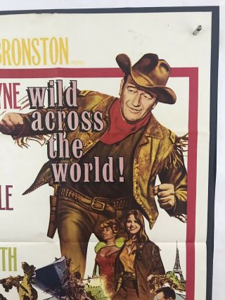 CIRCUS WORLD Movie Poster (Fine) One Sheet 1965 John Wayne Cowboy 4035 3