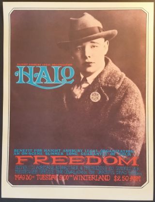 Halo Benefit Concert Poster 1967 San Francisco Rick Griffin,  Mouse & Kelley