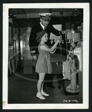 1937 Shirley Temple 4x5 20th - Fox Keybook Photo At Ship Wheel To Hawaii