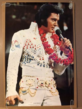 Elvis Presley Las Vegas Microphone Vintage Poster Pin - Up 1975 Music