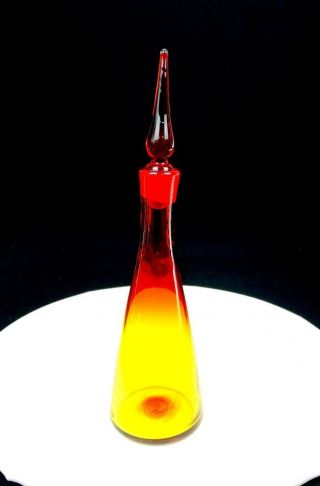 Blenko Art Glass Winslow Anderson Amberina Tangerine 11 1/4 " Decanter 1947 - 1954