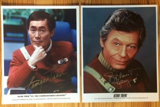 Autographed 8x10 Photos Of George Takei And Deforest Kelley