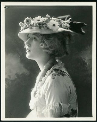 Marion Davies In Floral Hat Vintage 1920s Portrait Dblwt Photo