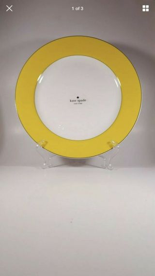 Set Of 4 Kate Spade Lenox Rutherford Circle Yellow Dinner Plates 11.  2” Gorgeous