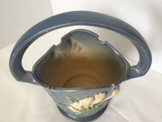 Vintage Roseville Pottery 391 - 8 Blue Basket 3