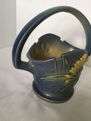 Vintage Roseville Pottery 391 - 8 Blue Basket 8