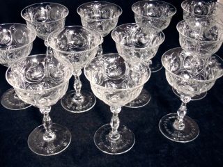 10 Thomas Webb Rock Crystal Intaglio Cut Glass Wine Glasses Stems Stemware Wet61