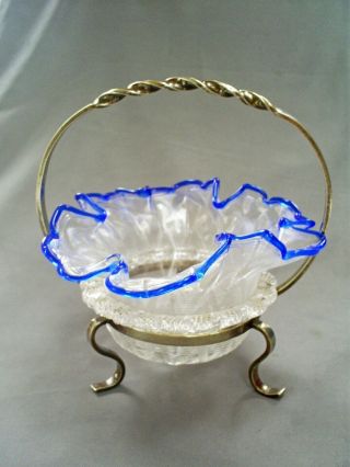 Lovely Antique Victorian Preserve Threaded Glass Bowl/dish In Silver Plate Stand
