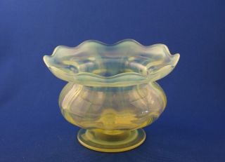 Victorian Stourbridge Glass Vaseline Opalescent Whimsey Spitoon Or Posey Vase