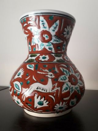 Ikaros Pottery Red Vase 16cm Rhodes Greece Icaros Icaro Rodi