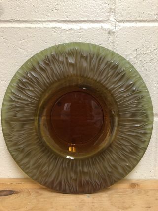 LALIQUE Crystal France WATER LILY Charger Platter Candle Plate Amber Brown Green 4