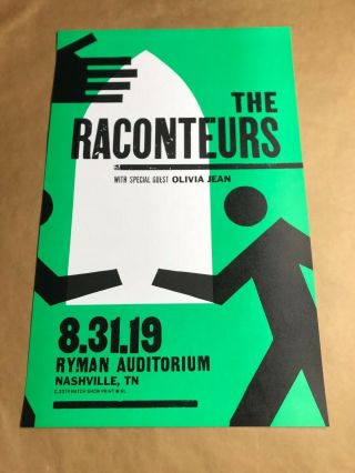 Raconteurs Hatch Show Print Ryman 8/31/19 Nashville Tn Jack White 2019