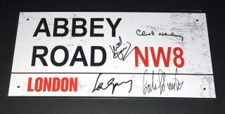 John Lennon Quarrymen Signed Abbey Road Tin Plate Sign Rare The Beatles