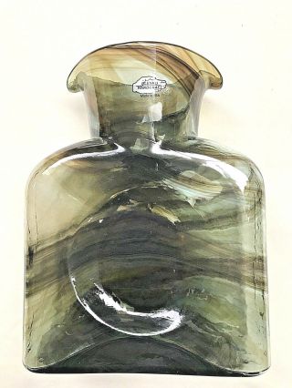 Blenko Water Bottle Brown Swirl Glass Bottle W/sticker 384
