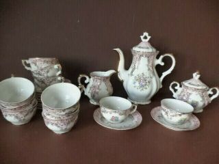 Veritable (italy) Porcelaine Tea/coffee Set - Pink Roses