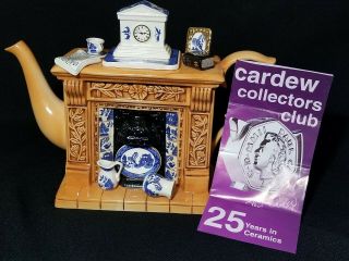 Vtg Cardew Blue Fireplace Pottery & China Large Teapot Designed In England