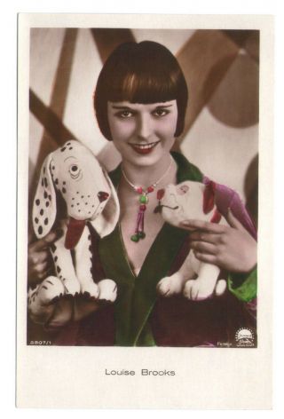 Louise Brooks Vintage Hand Colored Postcard Ross Verlag 3807/1 Bonzo The Dog