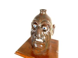 Lynn Thurman Face Jug,  Pottery,  Folk Art 10  X8