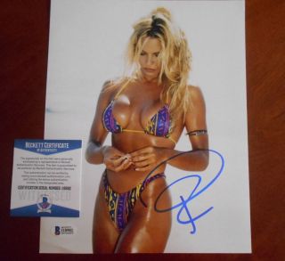 Pamela Anderson Signed 8x10 Photo - Pam Sexy Swimsuit Bikini Beckett Bas