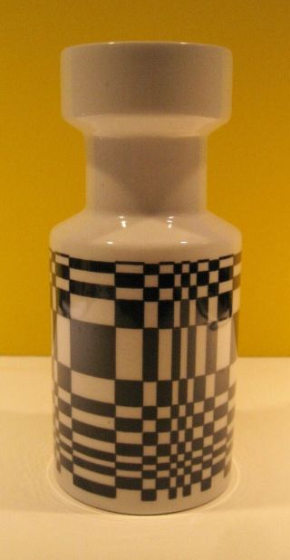 Franco Pozzi Black/white Op Art Vase,  Mid Century Modern Italian Ceramics