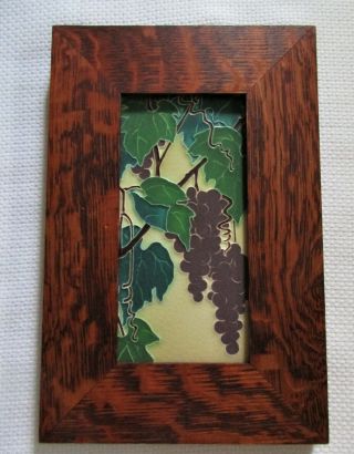 Motawi Tileworks Grapes & Vines Art Tile 4 " X 8 " Framed