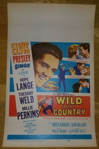1961 Elvis Presley Wild In The Country Window Card Poster
