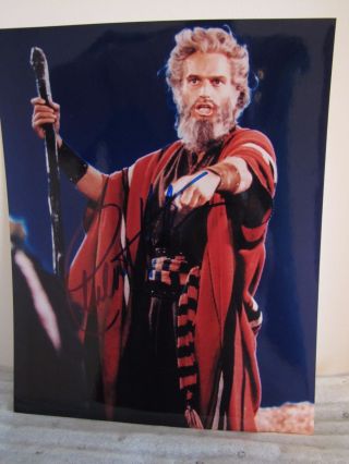 Rare Charlton Heston - Moses " Ten Commandments " Signed 8 X 10 -
