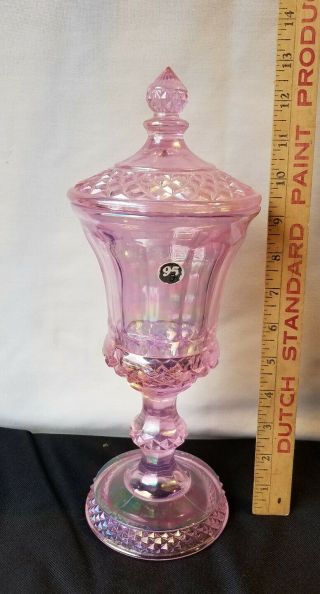 Fenton Glass Rare 95th Anniv Tall Covered Candy Dish/vase Pink