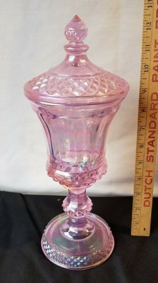 Fenton Glass Rare 95th Anniv Tall Covered Candy Dish/Vase Pink 2
