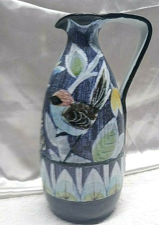 Mid Century 1950 ' s Tilgmans Sweden Hand Painted Art Pottery Vase 2