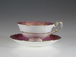 Paragon Pink with Large White Cabbage Roses Tea Cup and Saucer,  England c.  1939 3