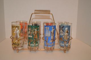 Vintage Libbey Cities of the World Tumbler - Drinking Glasses Set of 8 in Caddy 2