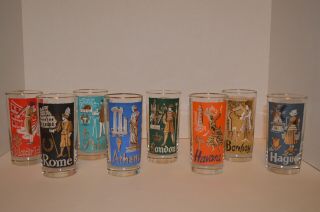 Vintage Libbey Cities of the World Tumbler - Drinking Glasses Set of 8 in Caddy 3
